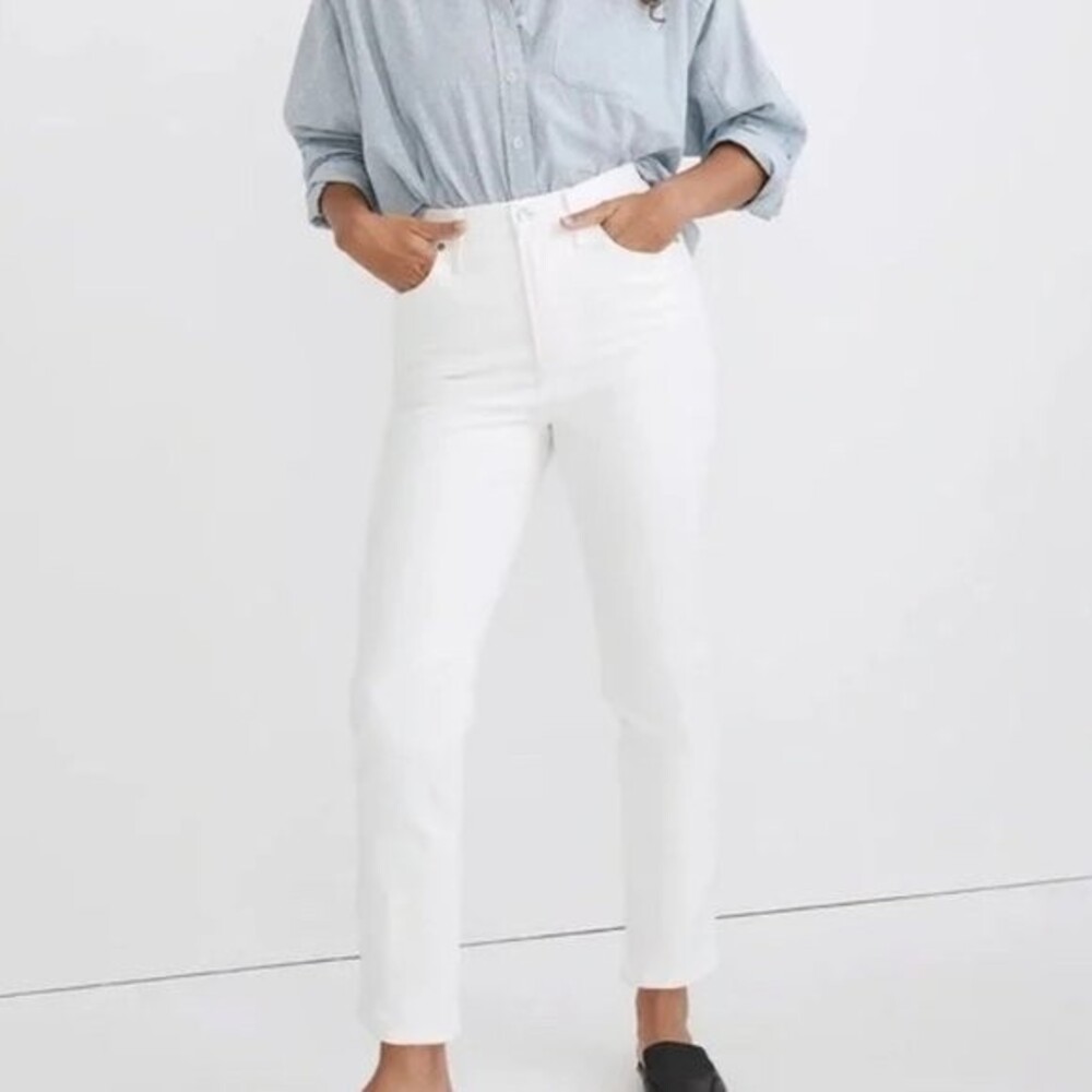 Madewell White Jeans Perfect Vintage High Rise Denim Tile Tapered Mom Size 25